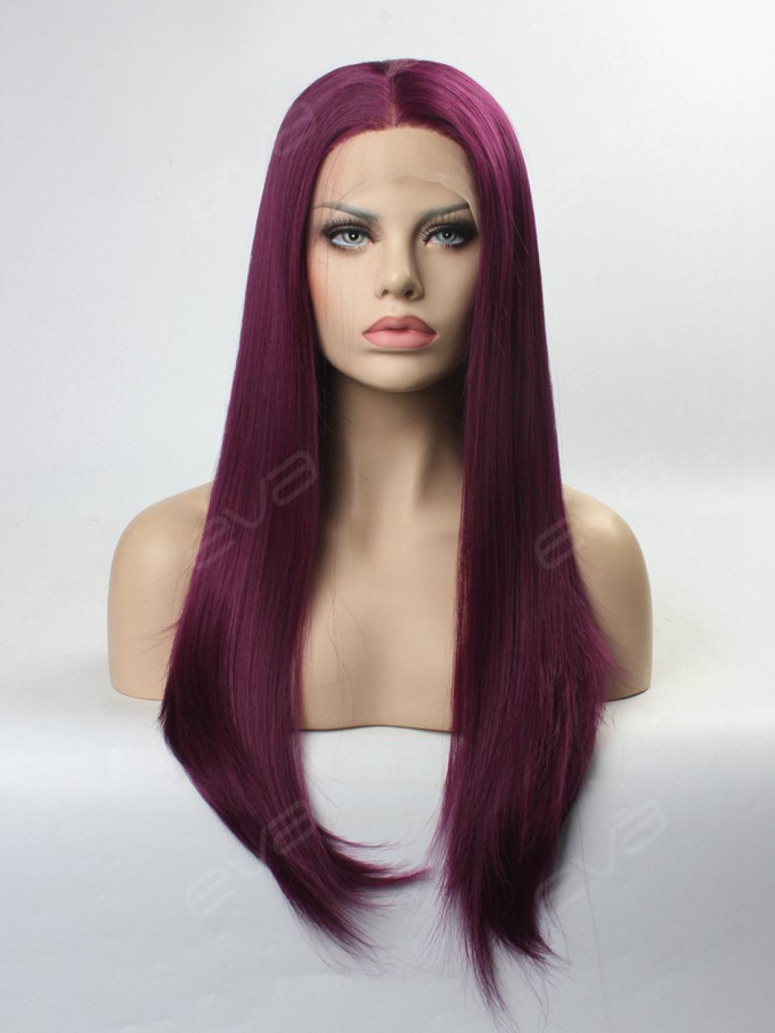 Review for Black + Purple Long Straight Wig YV43665