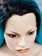 Electrical Blue Long Sleek Straight Synthetic Lace Front Wig with Dark Root