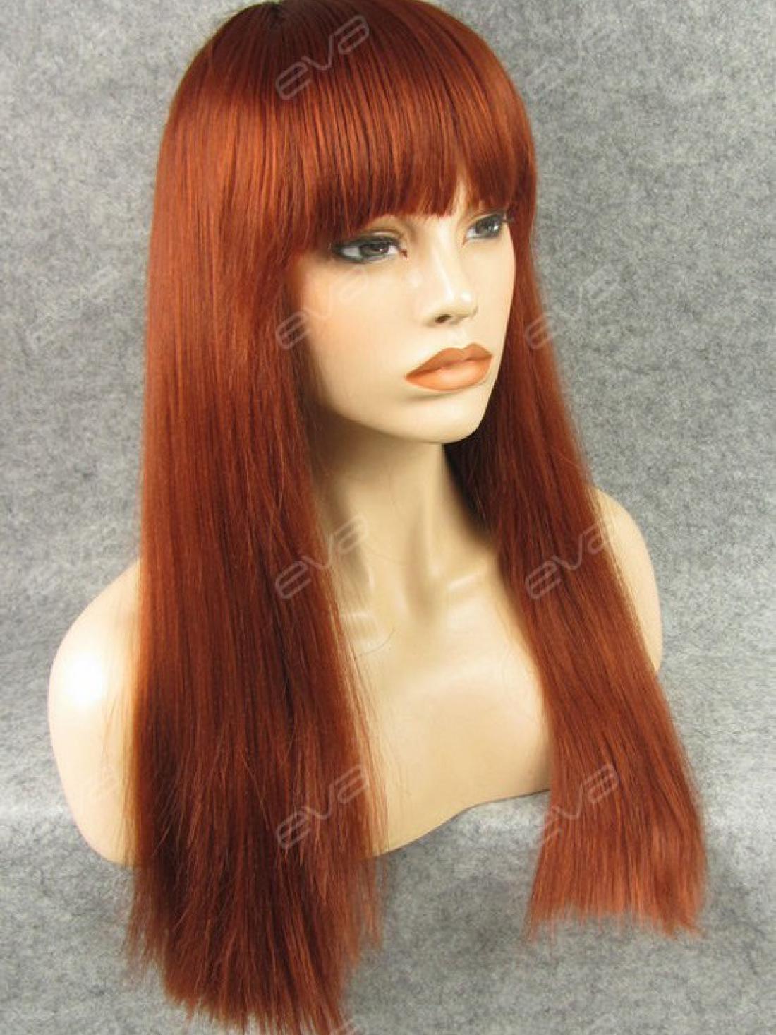 red hair wigs with bangs