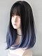 Evahair 2021 New Style Black and Blue Medium Straight Synthetic Wig with Bangs