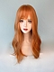 Evahair 2021 New Style Light Orange Medium Wavy Synthetic Wig with Bangs