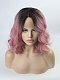 Pink Wavy Lob Synthetic Lace Front Wig