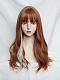 Evahair 2021 New Style Tangerine Brown and Side Grey Long Wavy Synthetic Wig with Bangs