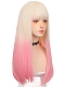Fahion Long straight pale gold and pink gradient lolita wig