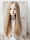 Evahair 2021 New Style Flax Gold Color Long Straight Synthetic Lace Front Wig