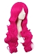 Cosplay long curly hair rose red diagonal bangs wig