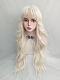 Evahair 2021 Creamy Golden Long Wavy Synthetic Wig with Bangs