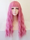 Evahair 2021 New Style Lolita Pink Long Wavy Synthetic Wig with Bangs