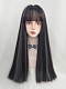 Evahair 2021 New Style Black and Grey Mixed Color Long Straight Synthetic Wig with Bangs