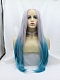 New Style Grey to Blue Ombre Long Stright Synthetic Lace Front Wigs