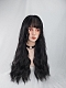 Evahair Black Long Natural Wavy Synthetic Wig with Bangs