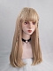 Evahair Blonde Long Straight Synthetic Wig with Bangs