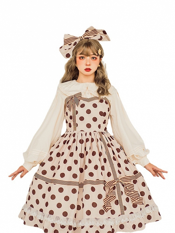 Evahair super cute polka dots printed lolita dress JSK