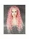White Dip-dyed Pink Color Long Curly Synthetic Lace Front Wig
