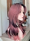 Preorder--Evahair 2021 New Style Grayish Pink and Black Mixed Color Medium Straight Synthetic Lace Front Wig