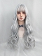 Evahair 2022 New Style Silvery White Long Wavy Synthetic Wig with Bangs