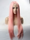 Peach Pink Long Straight Synthetic Lace Front Wig 