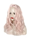 Fashion Lolita Pink centre parting long curly comic style wig