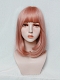 Evahair 2021 new Style Rose Pink Medium Straight Synthetic Wig with Bangs