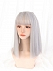 Evahair Silver Medium Length Straight Synthetic Wig with Bangs