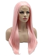 Cherry Blossom Pink Long Straight Hair Half Hand Woven Synthetic Fiber Wig