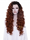 Sexy Curly Brown Heat Friendly Synthetic Hair Wig with Glueless Lace Front Cap