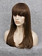 Beautiful Wefted Cap Dark Brown Long Straight Synthetic Wig with Bangs