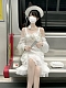 Evahair fashion cheongsam style white mesh lolita dress