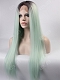 Preorder - Kylie Jenner Inspired Pastel Blue Ombre Long Straight Synthetic Lace Front Wig