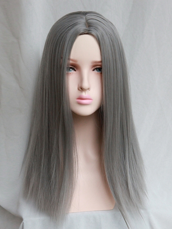 Evahair 2021 New Style Silvery Grey Long Straight Synthetic Wig