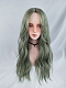 Evahair Cute Green Long Wavy Synthetic Wig with Bangs