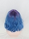 Evahair 2021 New Style Blue Bob Short Wavy Synthetic Wig with Bangs and Purple Roots