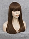 Beautiful Wefted Cap Dark Brown Long Straight Synthetic Wig with Bangs