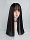 Evahair Black and Grey Mixed Color Long Straight Synthetic Wig with Bangs