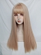 Evahair 2021 New Style Milk Tea Gold Color Long Straight Synthetic Wig with Bangs