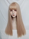 Evahair 2021 New Style Milk Tea Gold Color Long Straight Synthetic Wig with Bangs