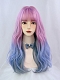 Evahair 2021 New Style Purple to Blue Ombre Long Wavy Synthetic Wig with Bangs