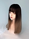 Evahair 2021 New Style Blackish Brown to Blonde Ombre Medium Straight Synthetic Wig with Bangs