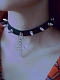 Evahair Gothic Black Rivet Cross Choker