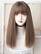 Evahair 2022 New Style Honey Tea Brown Medium Straight Synthetic Wig with Bangs