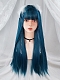 Evahair Bluish Green Long Straight Synthetic Wig with Bangs
