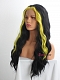 Evahair Black and Fore Yellow Long Wavy Synthetic Lace Front Wig