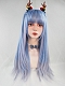 Evahair Blue and Grey Mixed Color Long Straight Synthetic Wig with Bangs