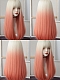 Evahair 2022 New Style Blonde to Orange Ombre Long Straight Synthetic Wig with Bangs