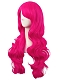 Cosplay long curly hair rose red diagonal bangs wig