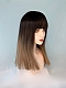 Evahair 2021 New Style Blackish Brown to Blonde Ombre Medium Straight Synthetic Wig with Bangs