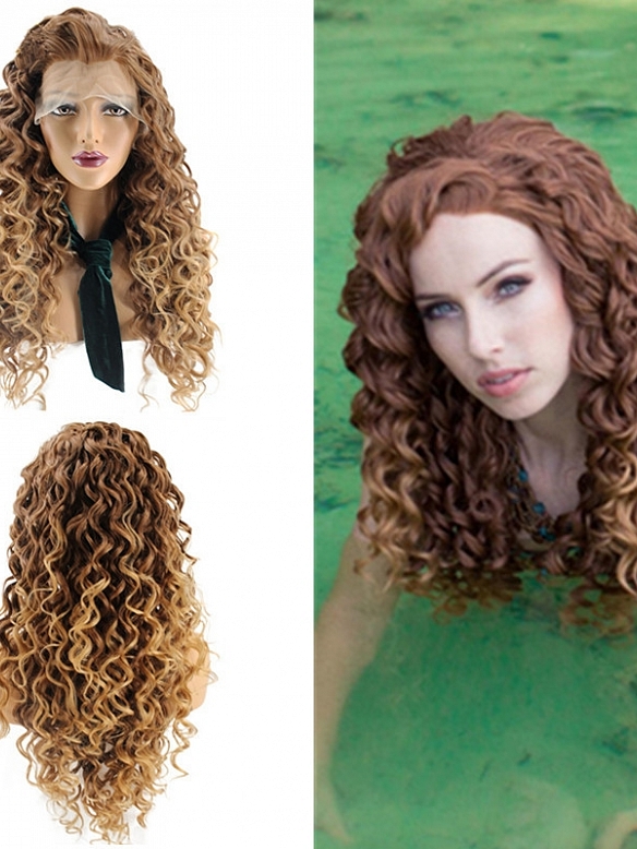 European and American style brown curly lace front wigs