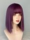 Evahair 2021 New Style Purple Short Straight Synthetic Wig with Bangs and Layered Hime Cut