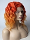 Sunset Orange & Yellow Flame Wavy Bob Synthetic Lace Front Wig 