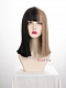 Evahair Half Black and Half Blonde Wefted Cap Straight Synthetic Wig with Bangs 